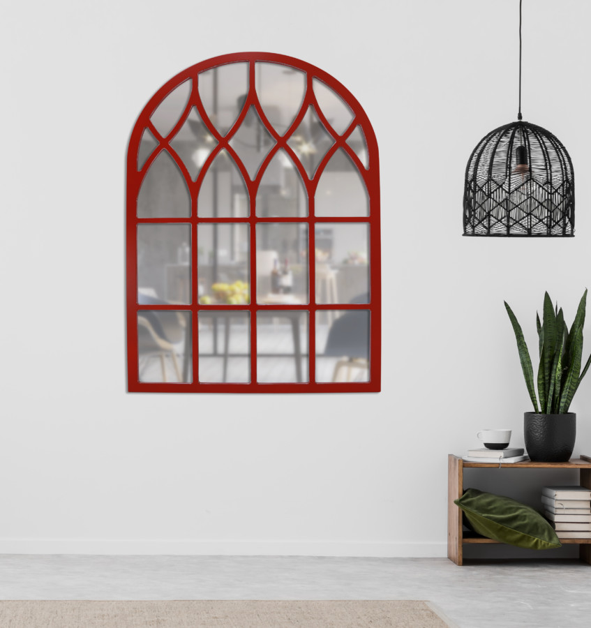 Lamp and poster in white empty living room interior with plants